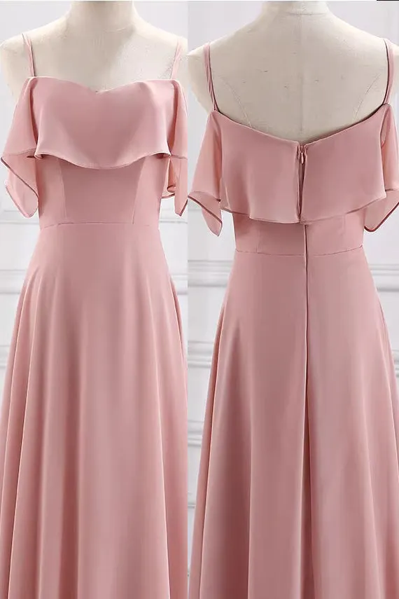 A Line New Style Chiffon Bridesmaid Dress, Pink Multiple Styles Long Dresses UQB0033