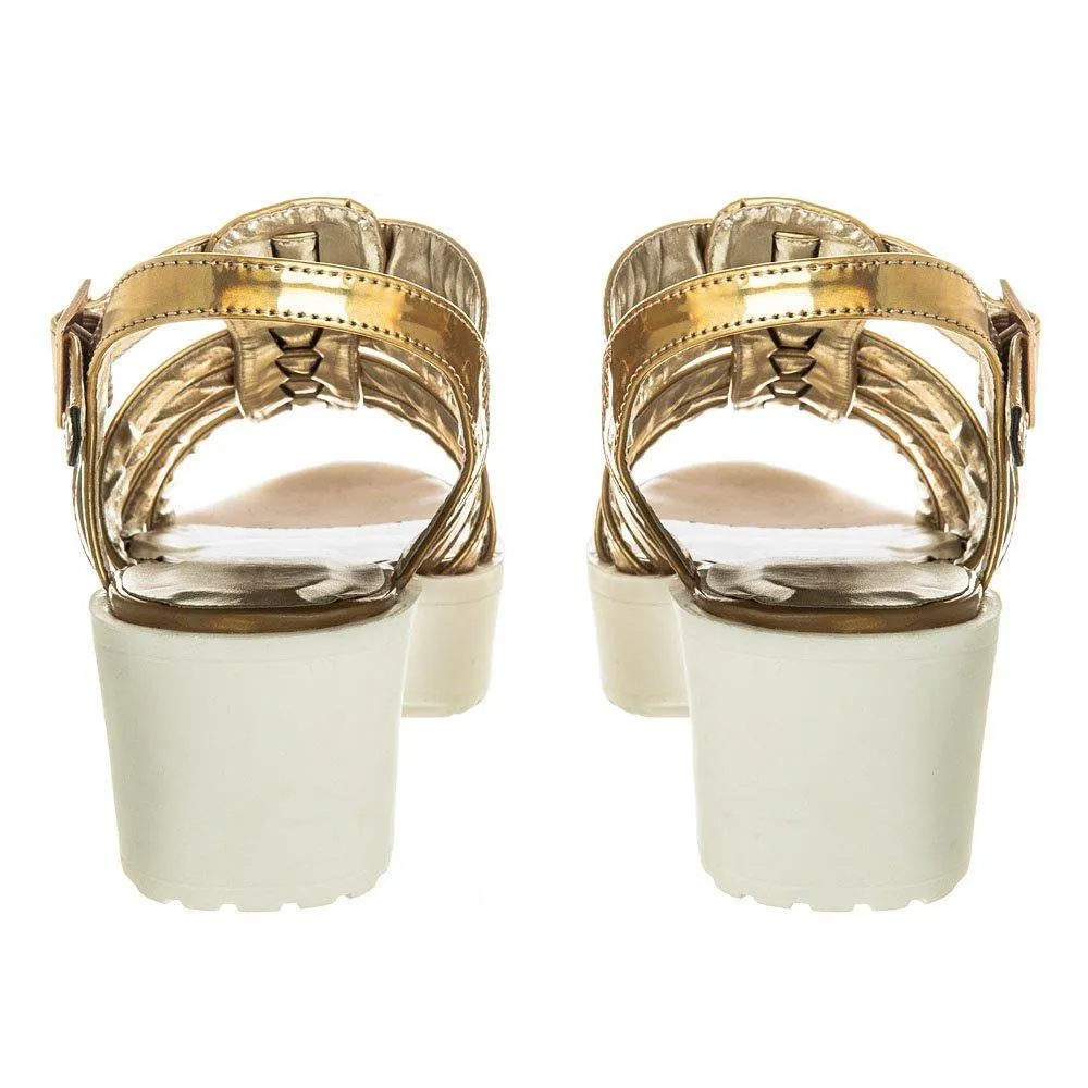 Anne Medium Blocked Heel Gladiator T-Bar Sandal