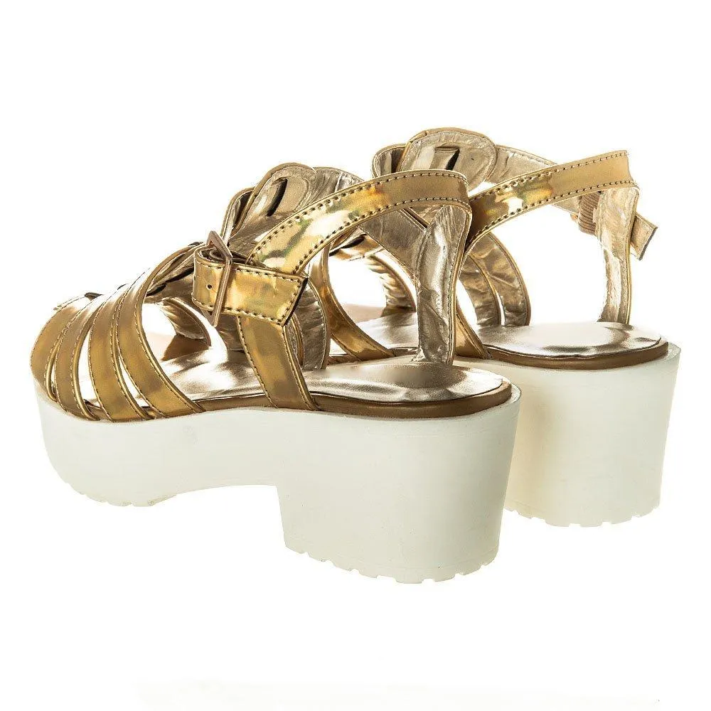 Anne Medium Blocked Heel Gladiator T-Bar Sandal