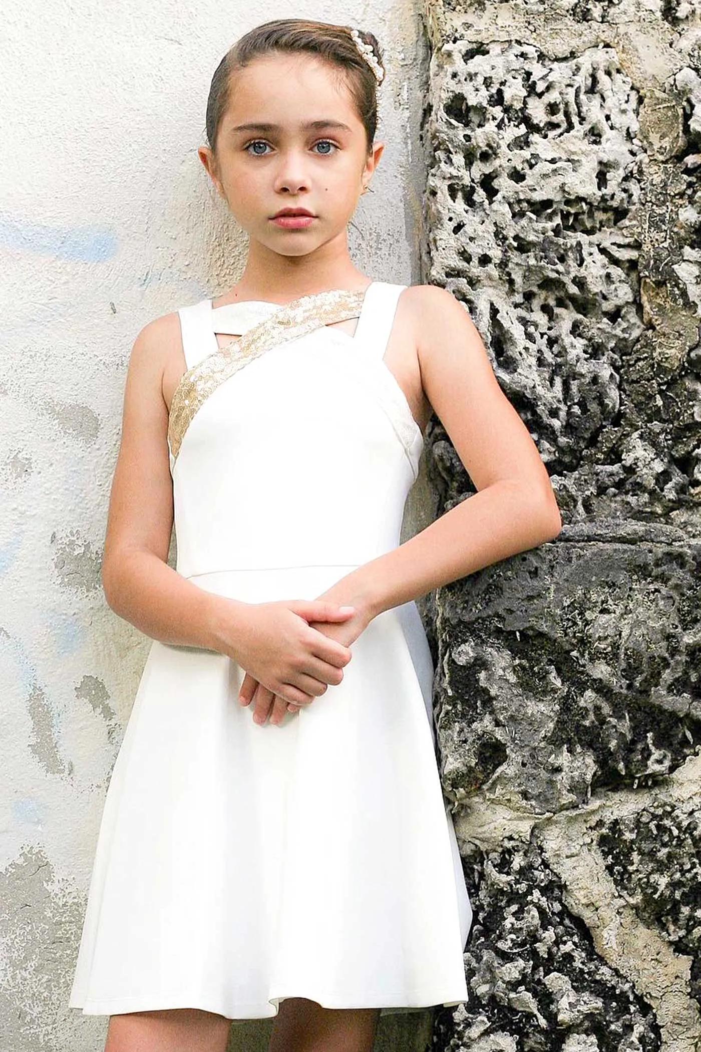Big Girls Criss Cross Neck Fit and Flare Party Dress