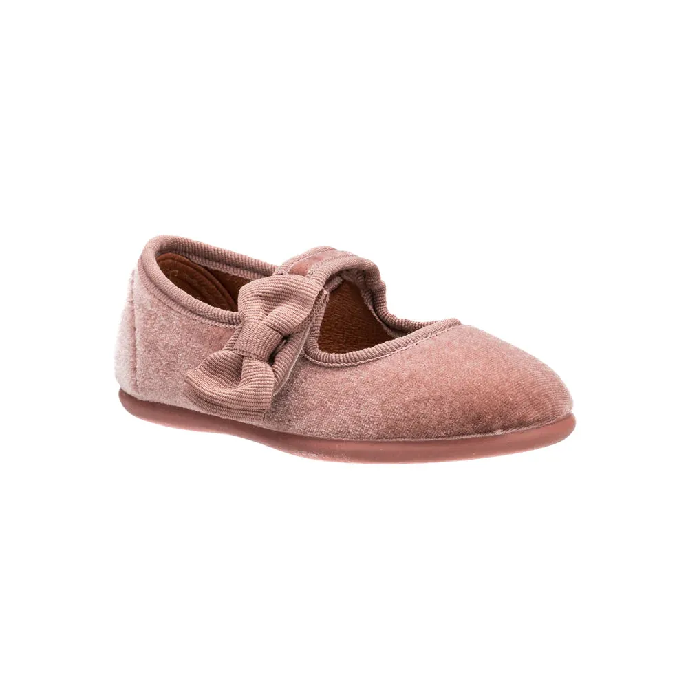 Blush Velvet Mary Janes w/ Bow - Elephantito
