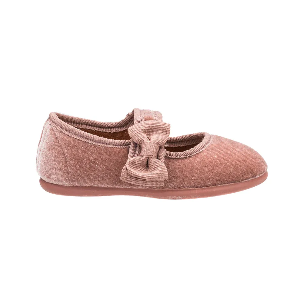Blush Velvet Mary Janes w/ Bow - Elephantito