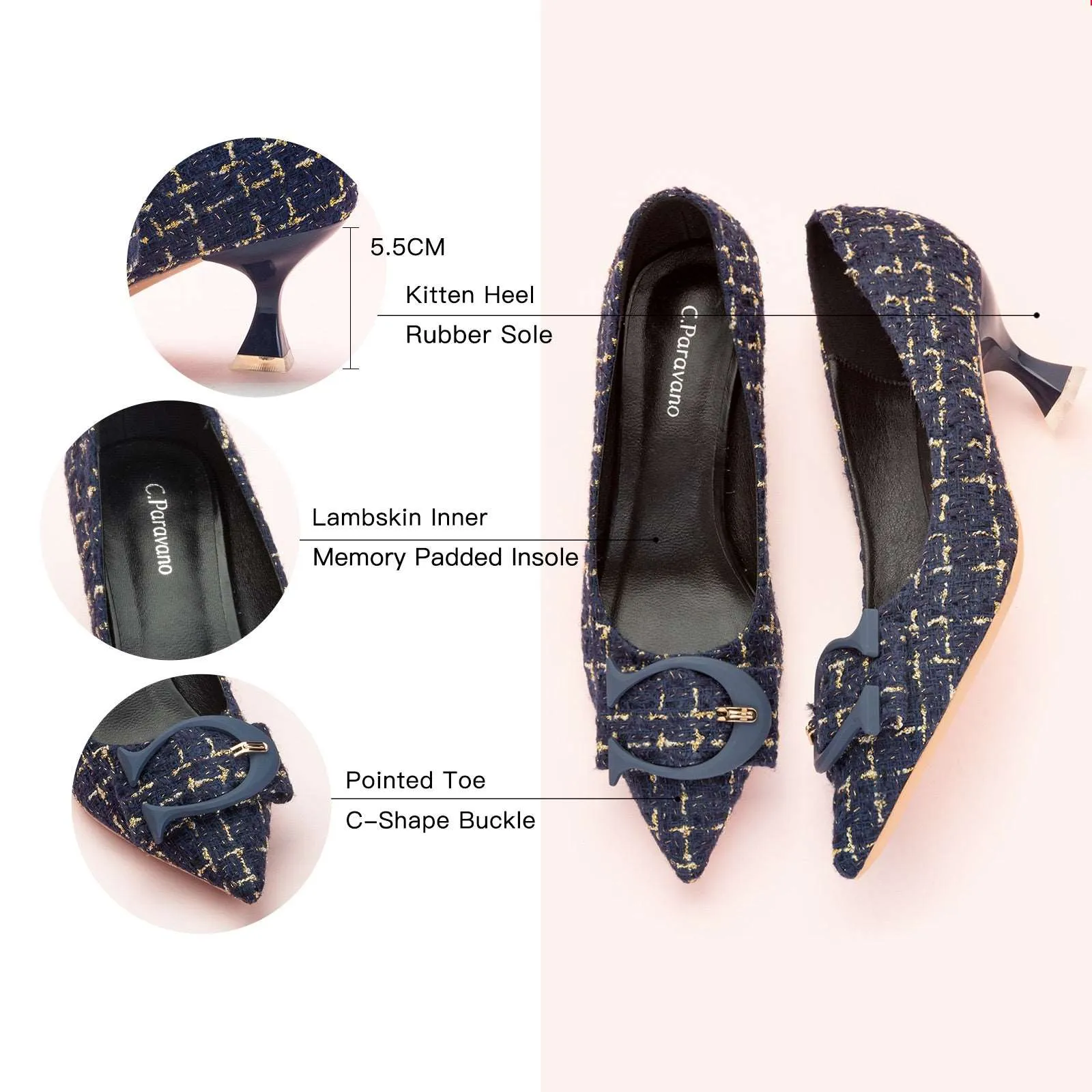C Buckle Tweed Pumps (Olivia)