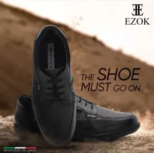 Ezok Black Outdoor Lace-Up Leather Shoes