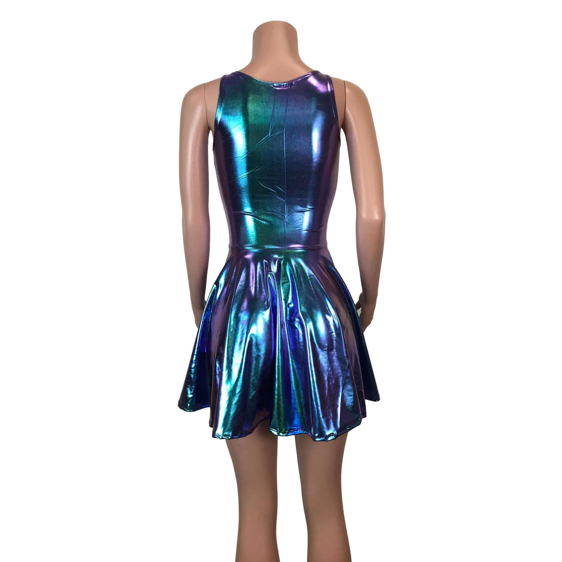 Holographic Oil Slick Skater fit n flare Tank Dress