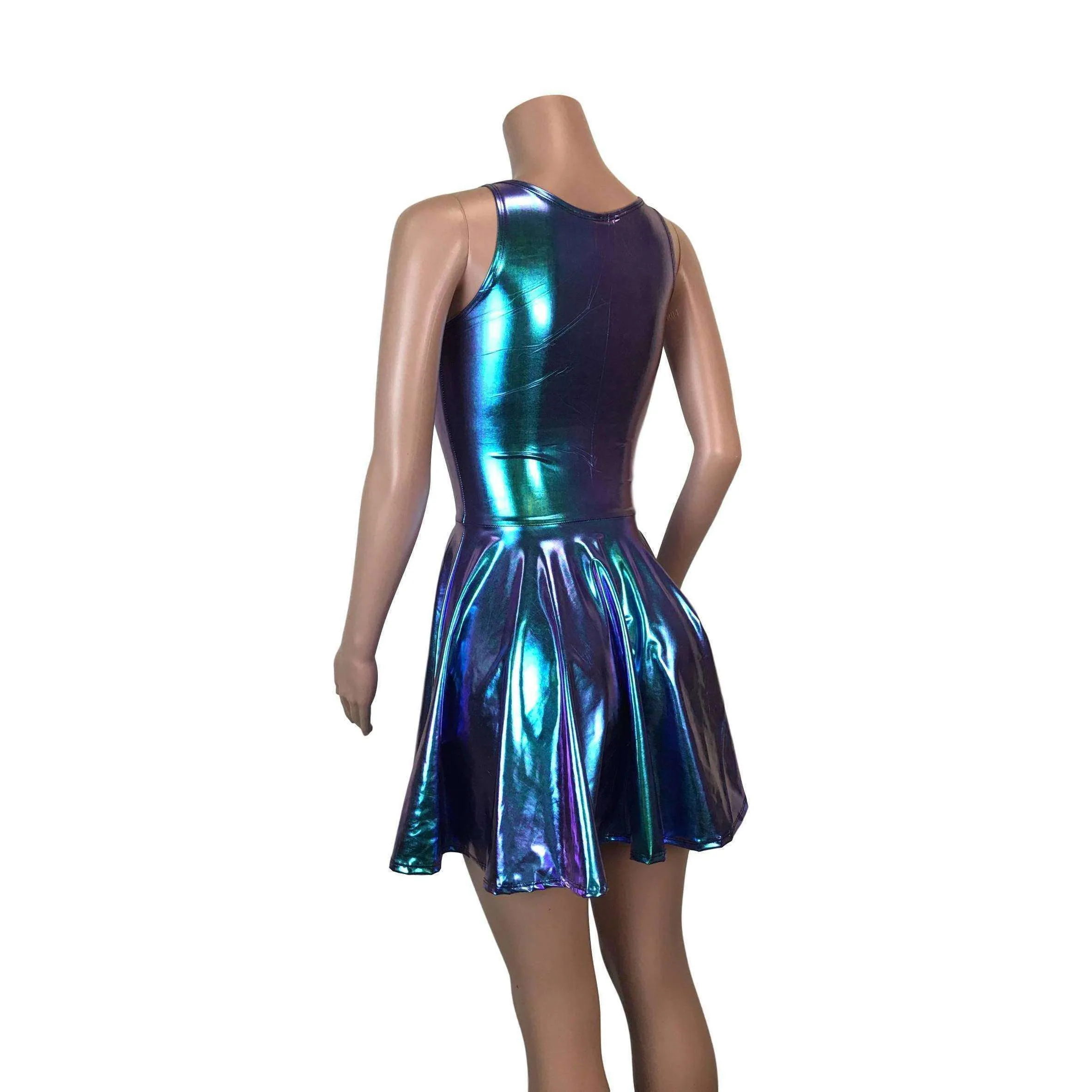 Holographic Oil Slick Skater fit n flare Tank Dress