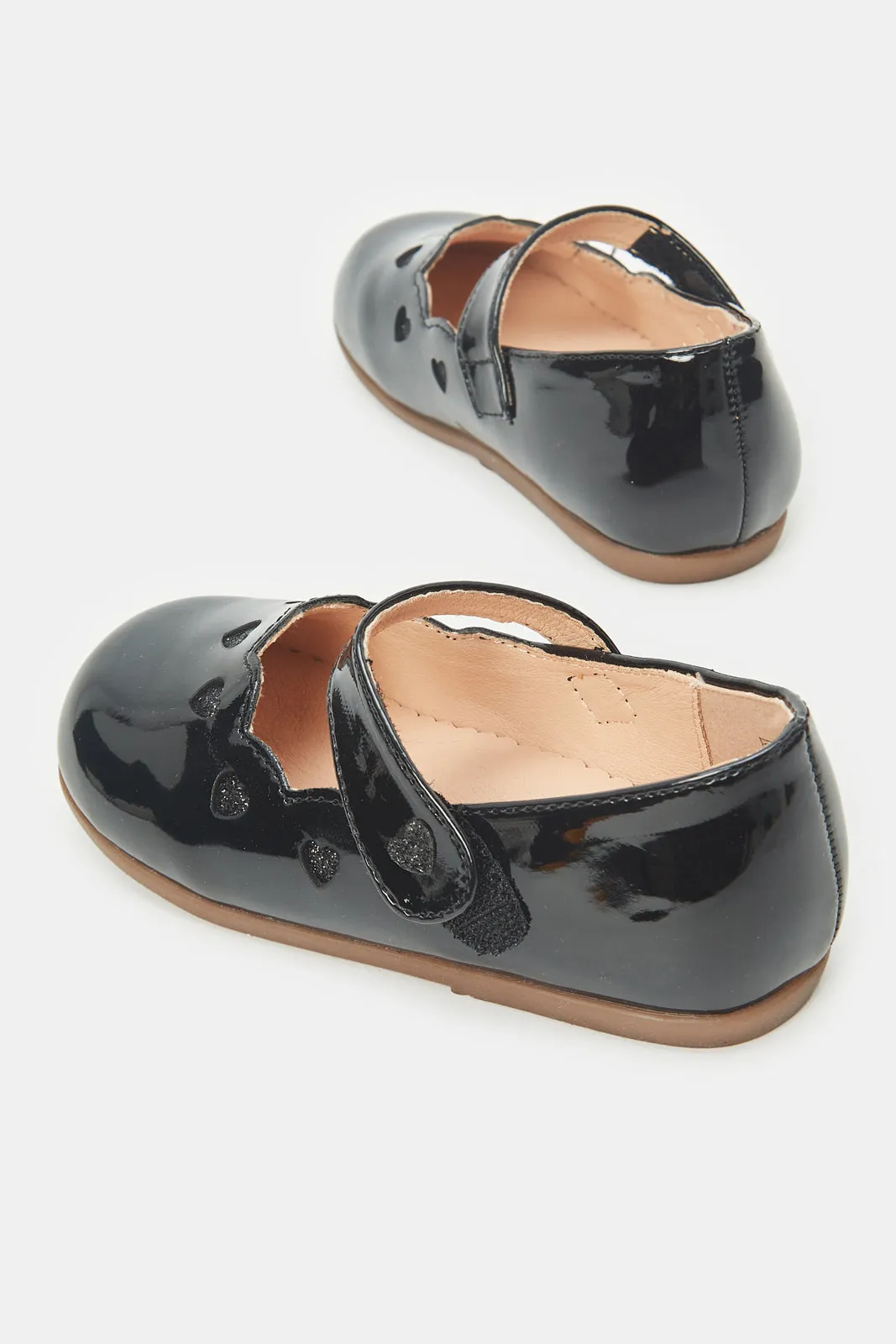 Infant Girls Black Patent Ballerinas