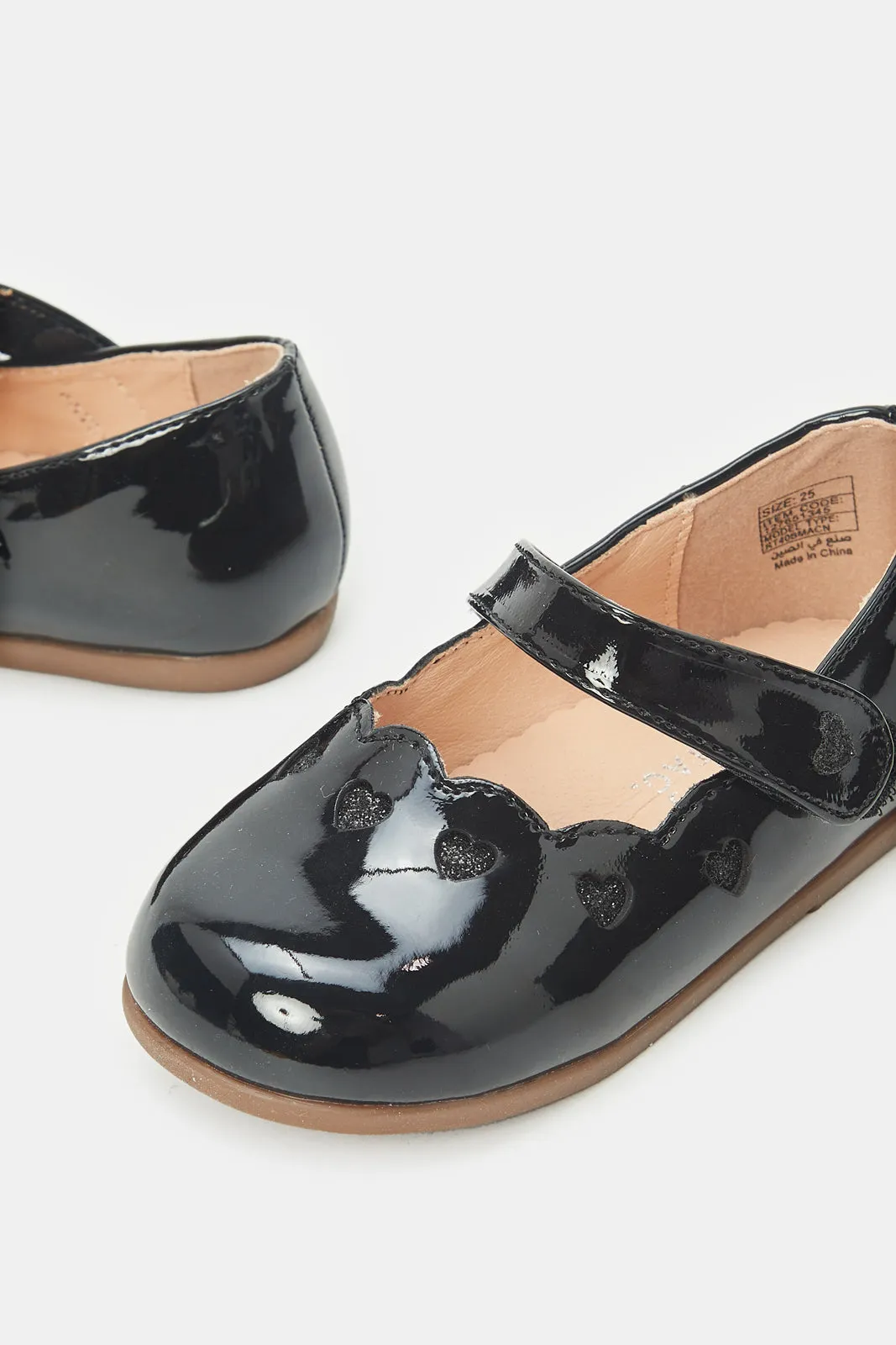 Infant Girls Black Patent Ballerinas