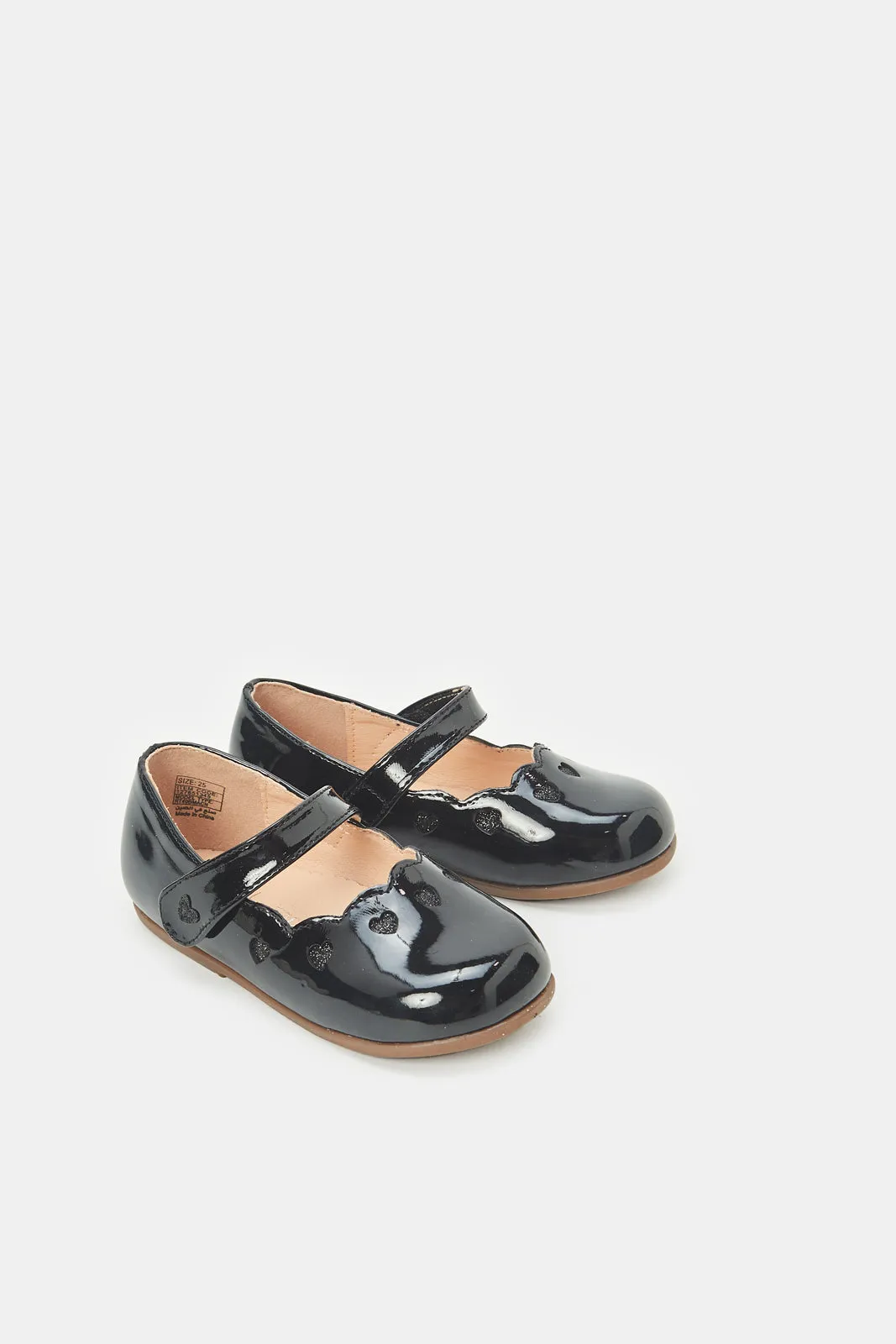 Infant Girls Black Patent Ballerinas