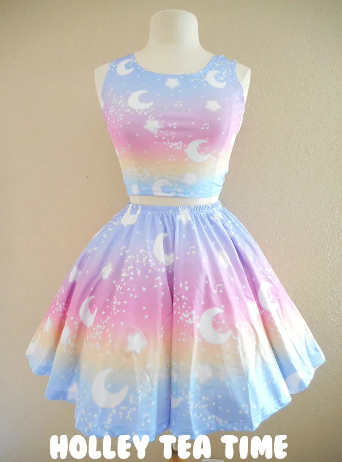 Magical Fairy Time - Rainbow Sunset Skater Skirt [Made To Order]