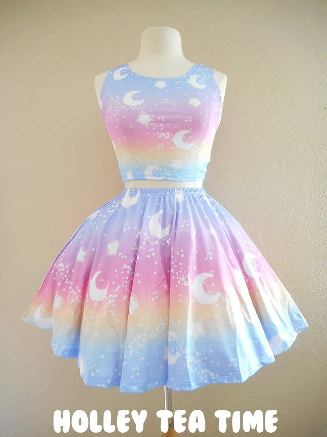 Magical Fairy Time - Rainbow Sunset Skater Skirt [Made To Order]