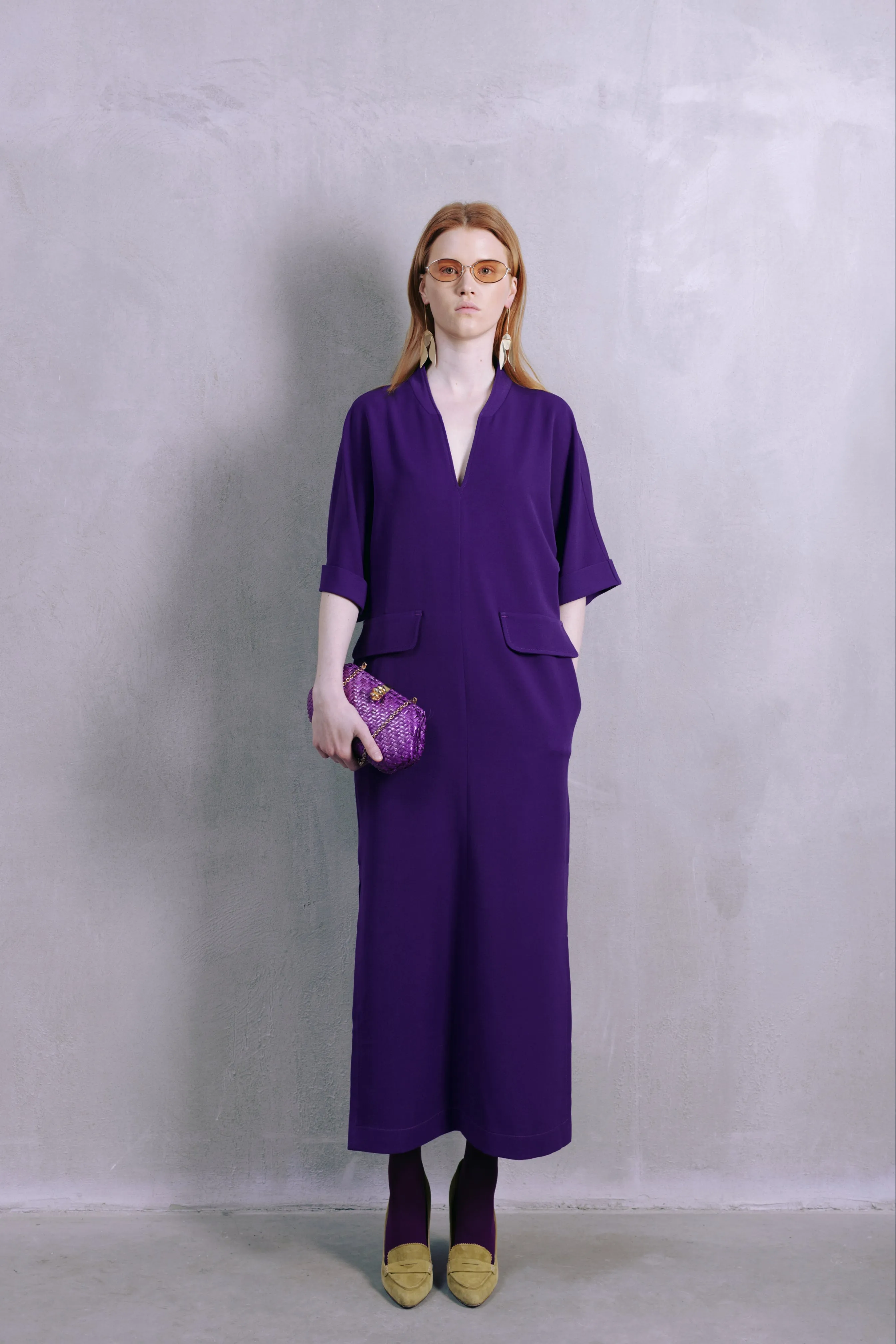 Maxi Dress With Pockets Purple