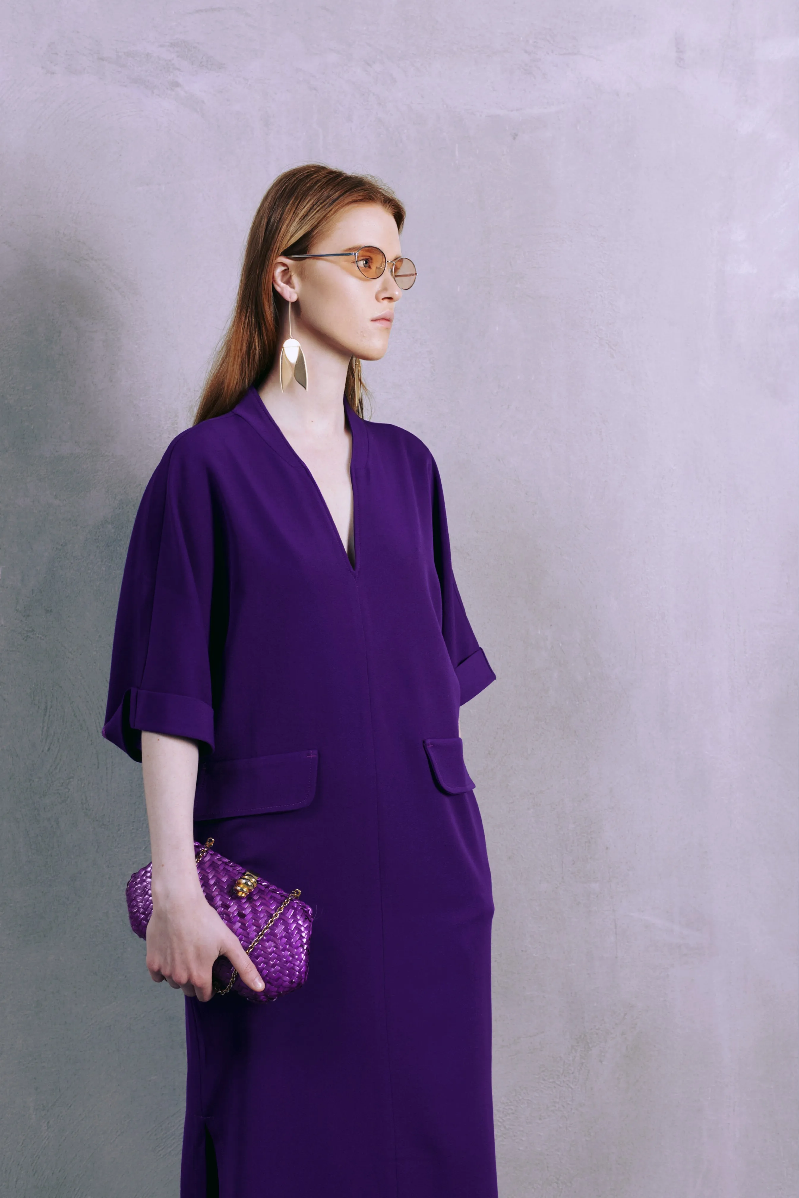 Maxi Dress With Pockets Purple