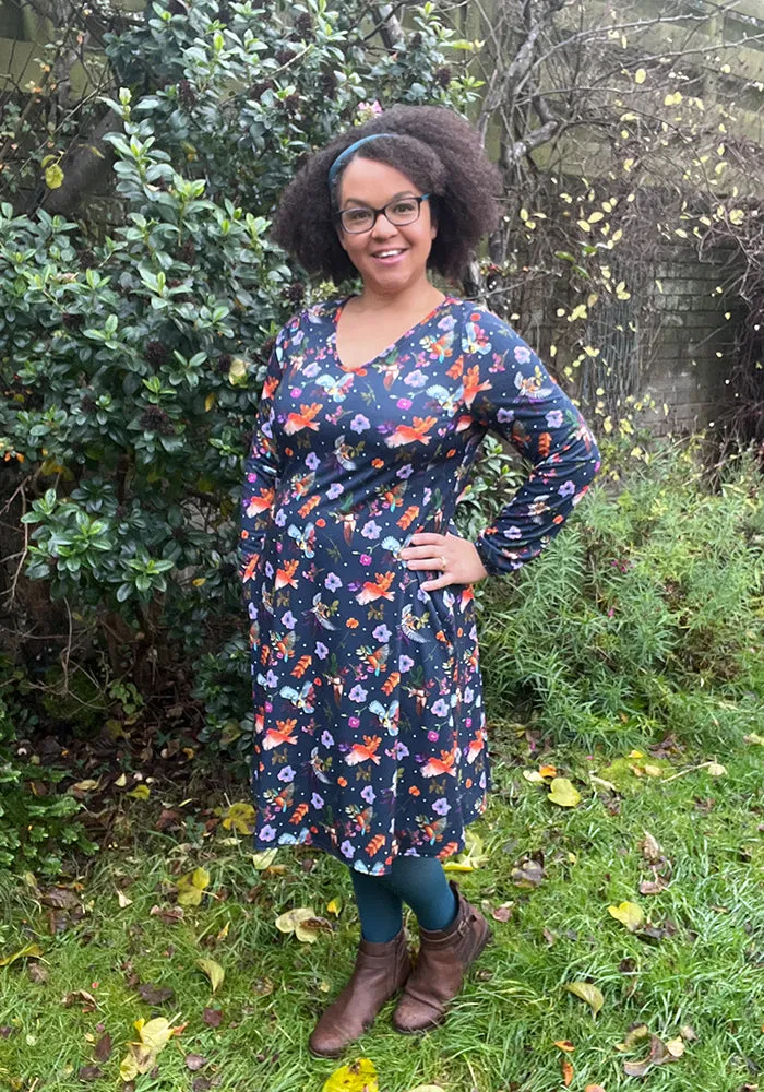 Nailah Pretty Birds Print Trapeze Dress