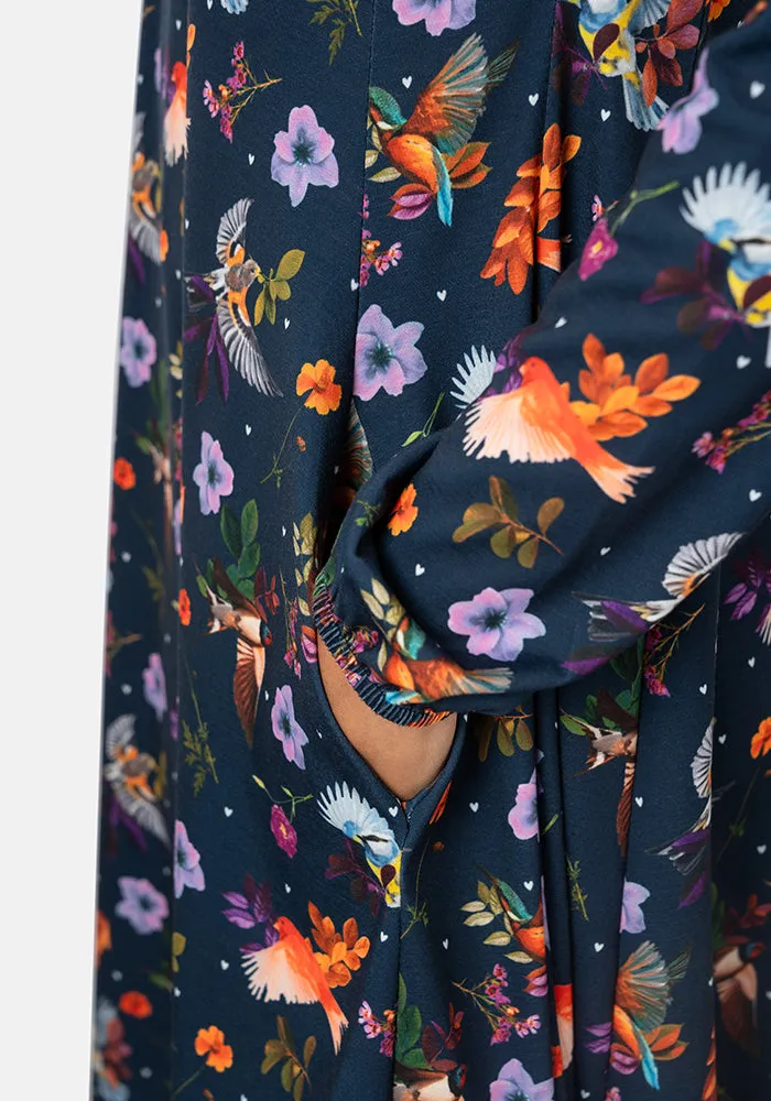 Nailah Pretty Birds Print Trapeze Dress