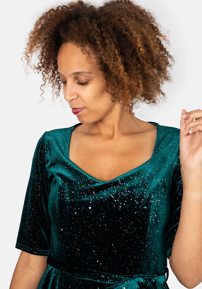 Paloma Petrol & Multicoloured Sparkle Dress