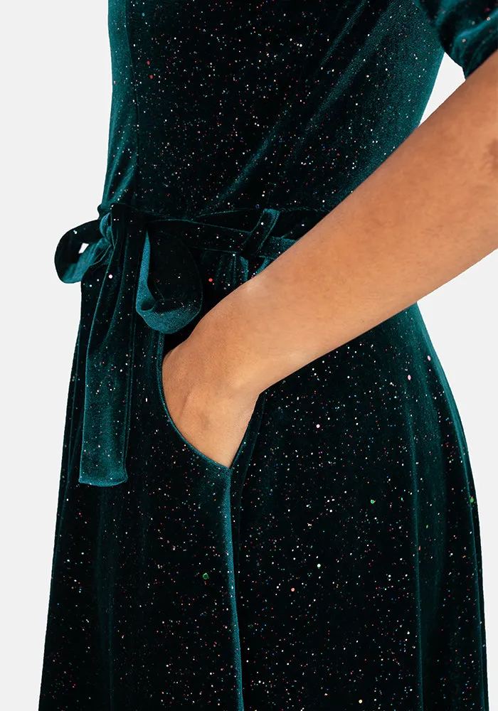 Paloma Petrol & Multicoloured Sparkle Dress