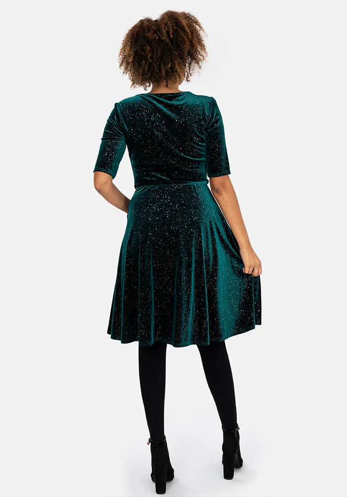 Paloma Petrol & Multicoloured Sparkle Dress