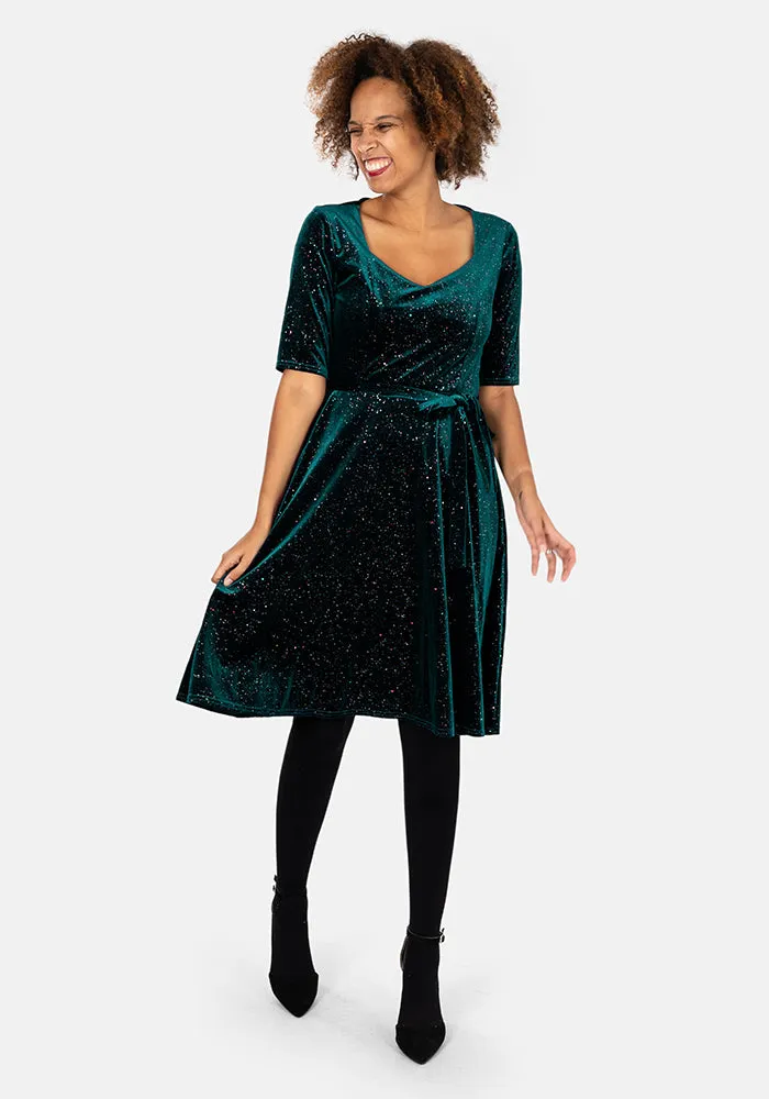 Paloma Petrol & Multicoloured Sparkle Dress