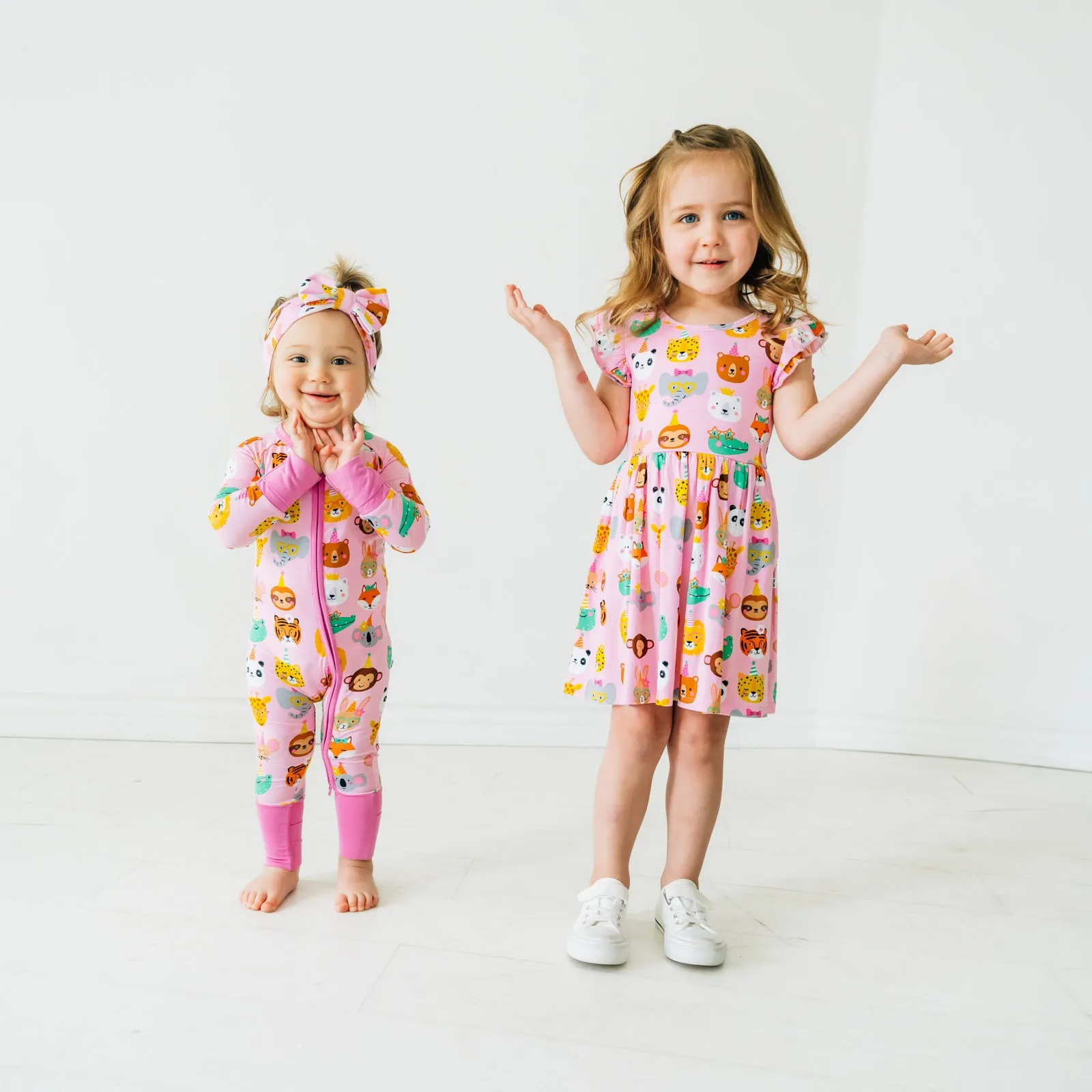 Pink Party Pals Flutter Skater Dress