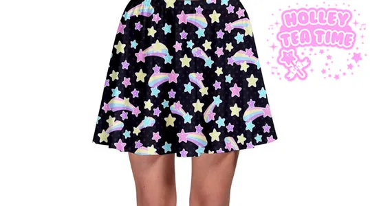 Starry Party Black Skater Skirt [made to order]