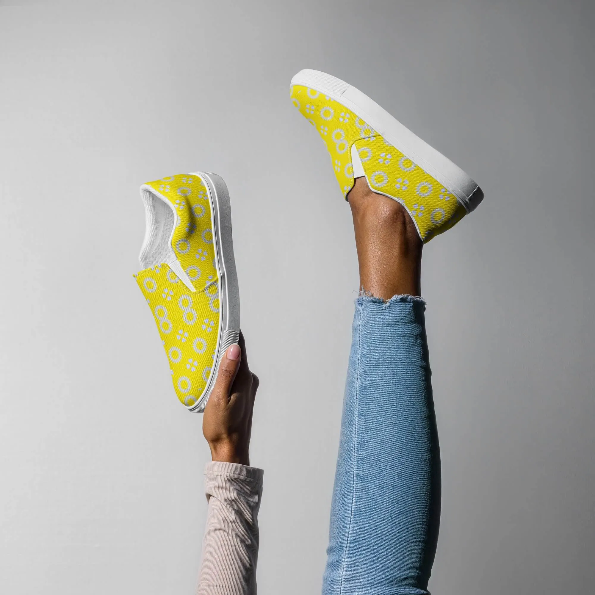 Yellow Floral Slip-on Canvas Shoes
