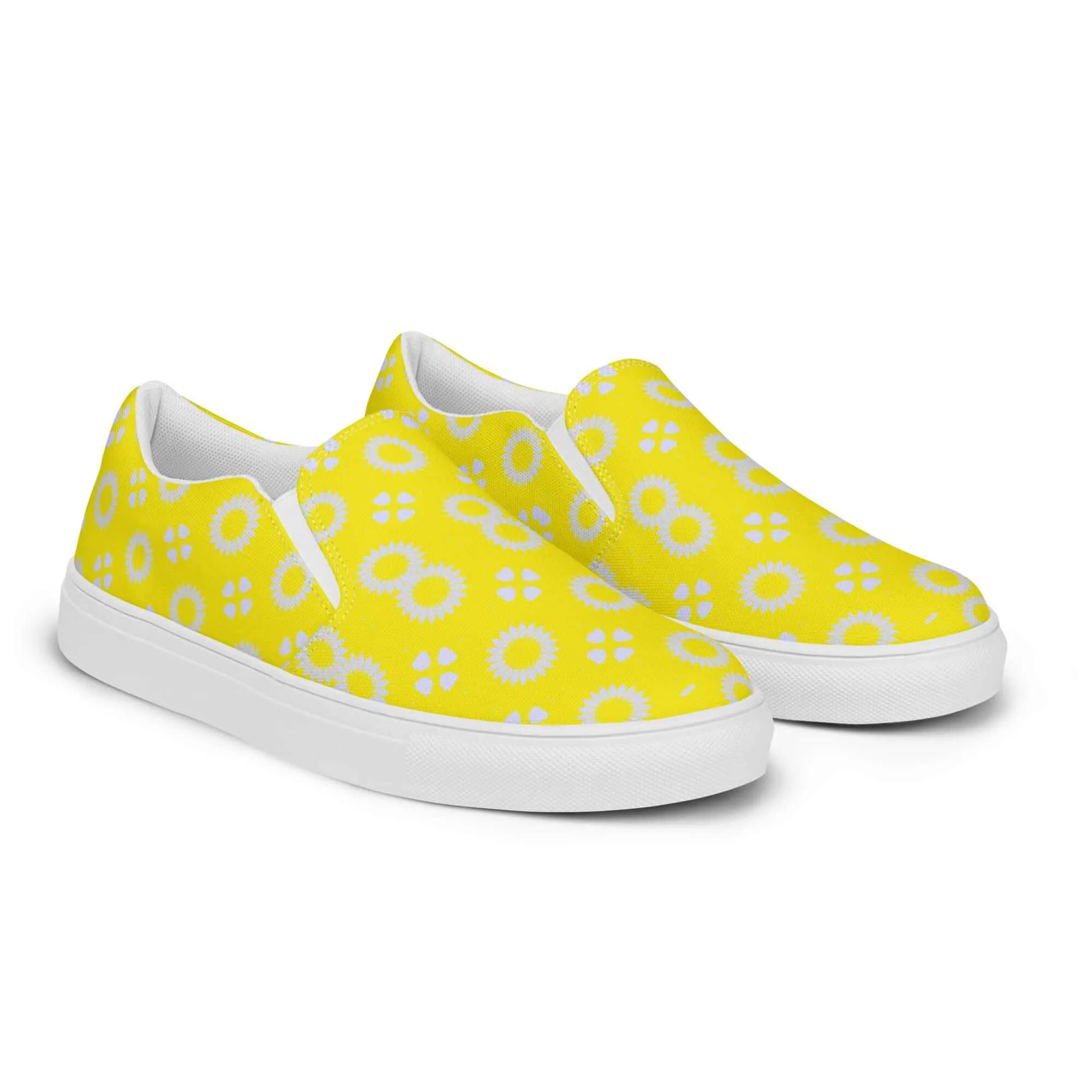 Yellow Floral Slip-on Canvas Shoes